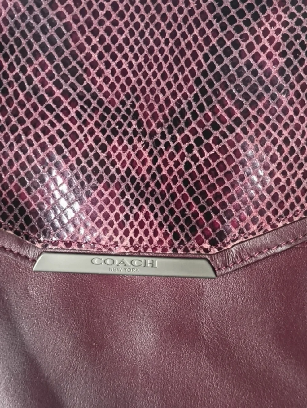 Coach Taylor Burgundy Suede & Exotic Python Flap Crossbody Bag Purse - Picture 2 of 13